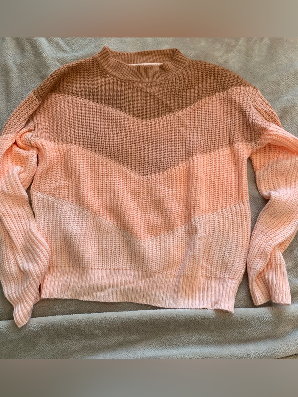 Shein pink and Brown Color Block Gradient Sweater